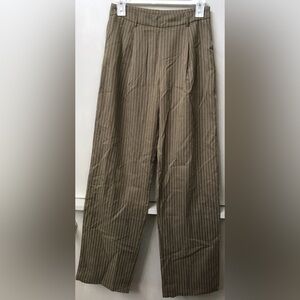 NWT Kittenish Womens Striped Brown Ivory Pinstripe Pants High Rise Size S Small